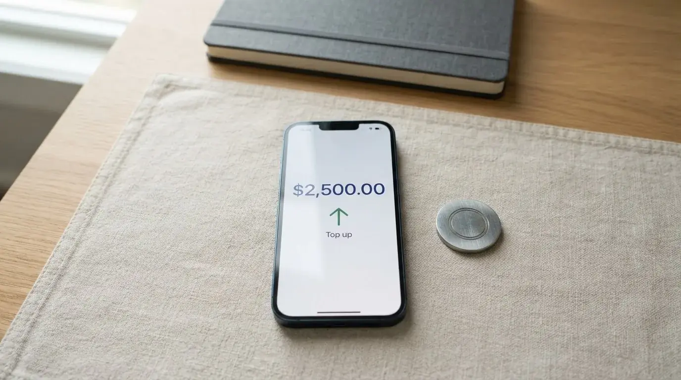 A phone showing a stablecoin transfer screen