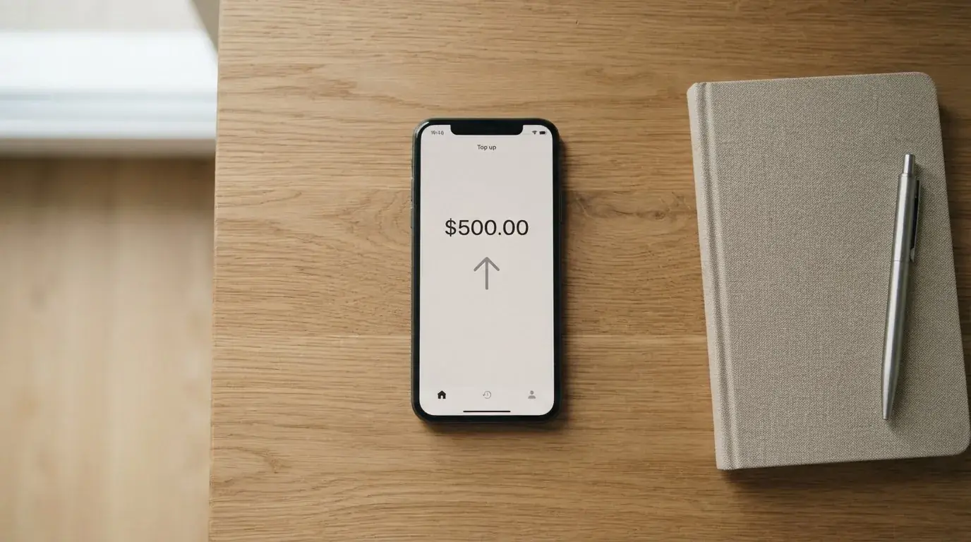 A phone showing a stablecoin transfer screen