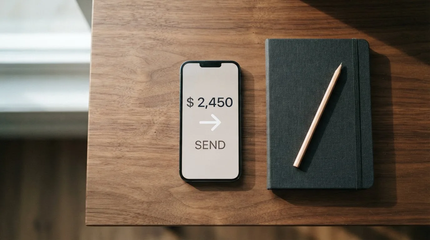A phone showing a stablecoin transfer screen
