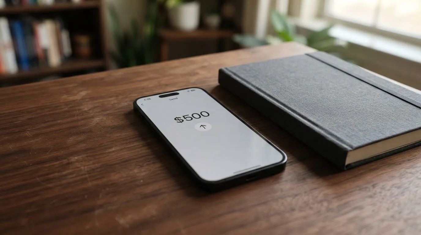 A phone showing a stablecoin transfer screen