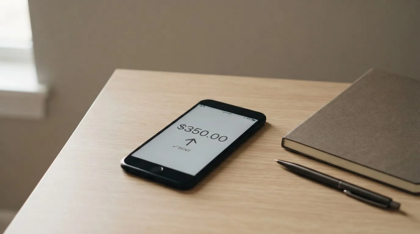 A phone showing a stablecoin transfer screen