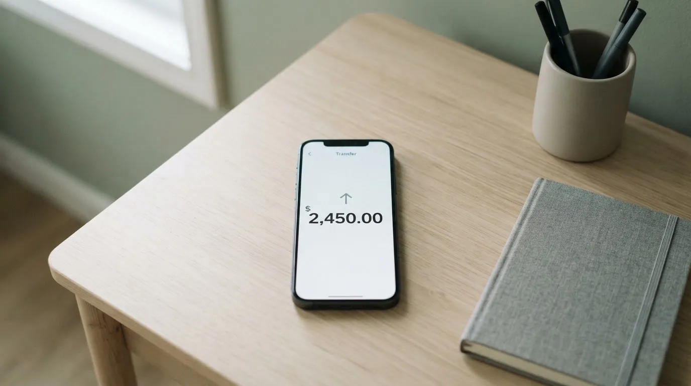 A phone showing a stablecoin transfer screen