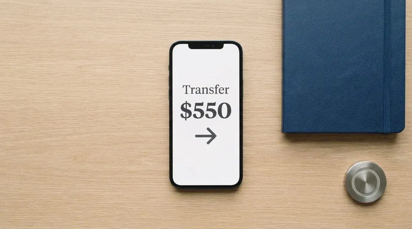 A phone showing a stablecoin transfer screen