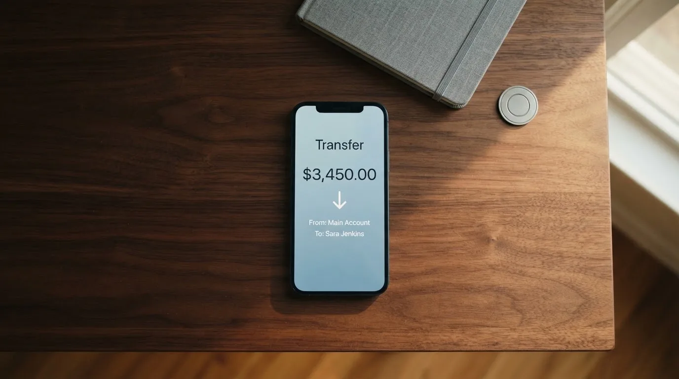 A phone showing a stablecoin transfer screen