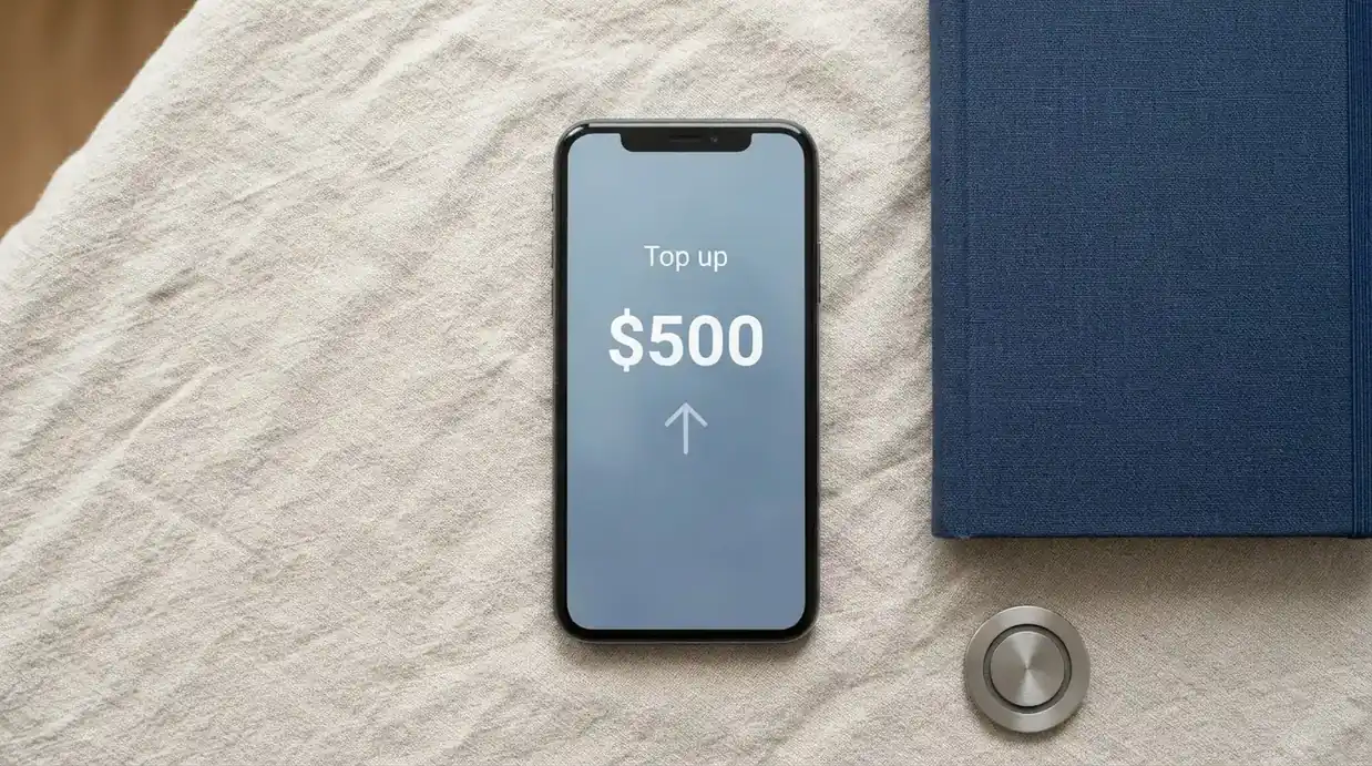 A phone showing a stablecoin transfer screen