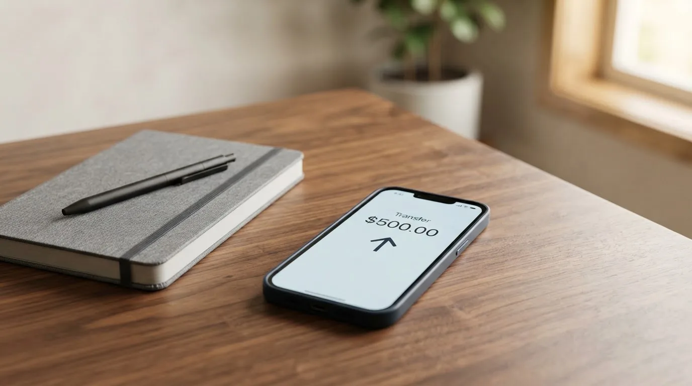 A phone showing a stablecoin transfer screen