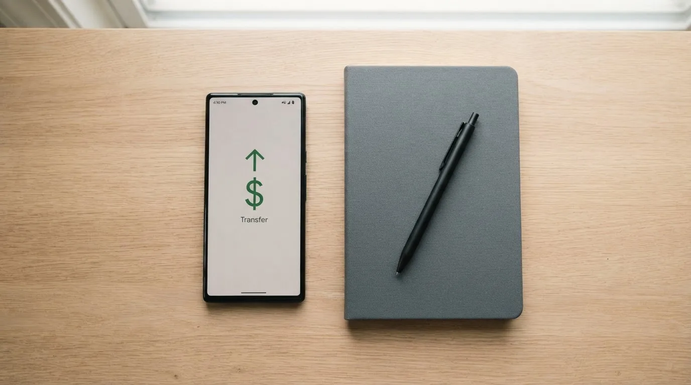 A phone showing a stablecoin transfer screen