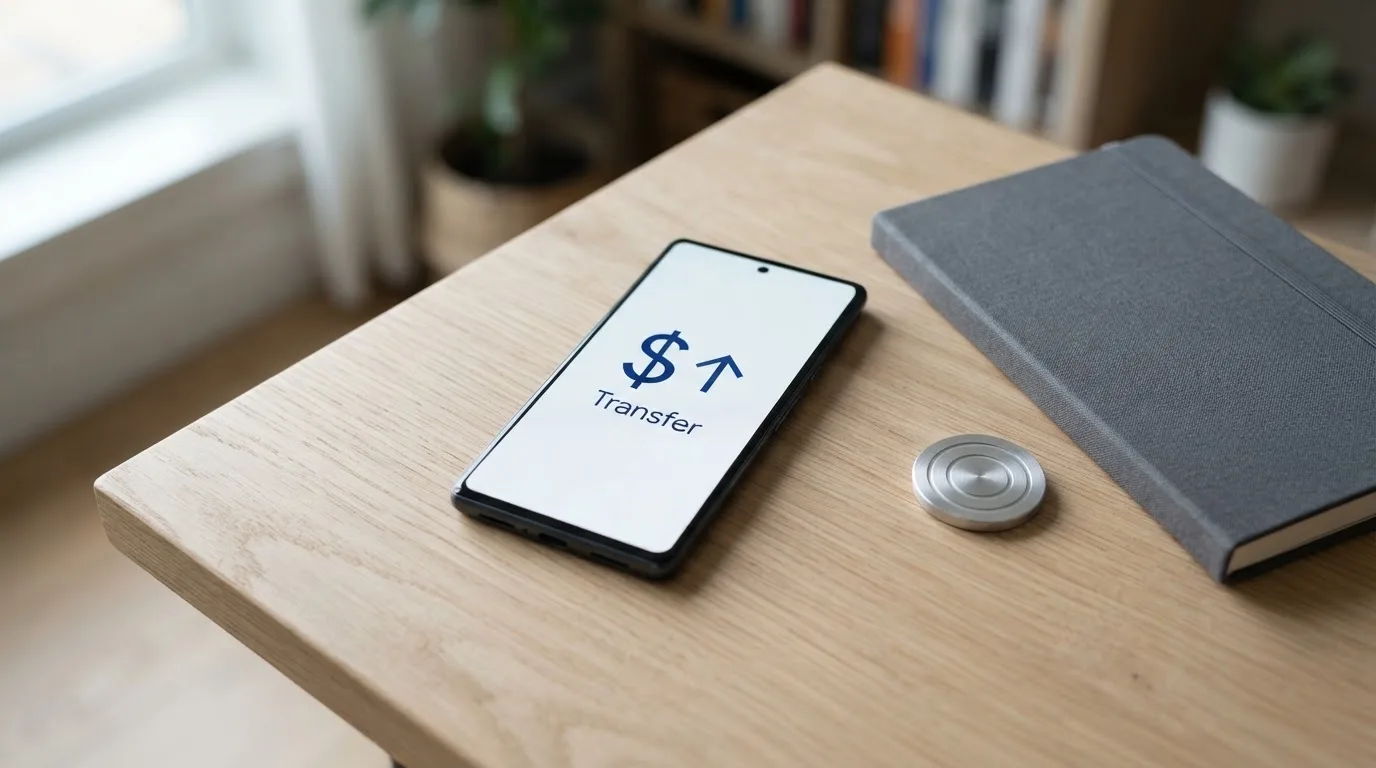A phone showing a stablecoin transfer screen