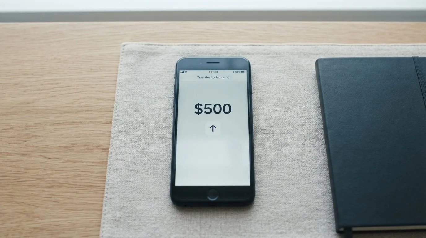 A phone showing a stablecoin transfer screen