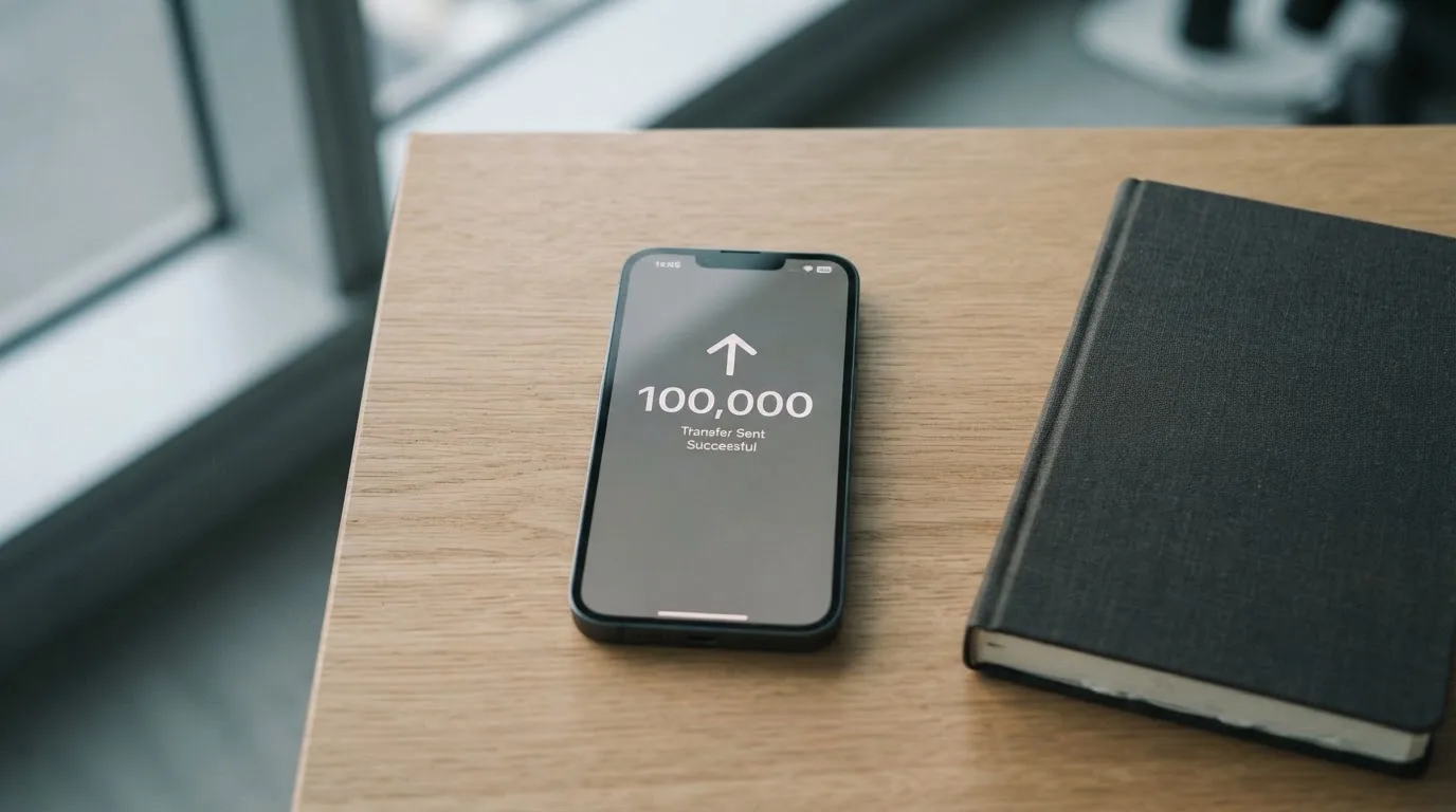 A phone showing a stablecoin transfer screen