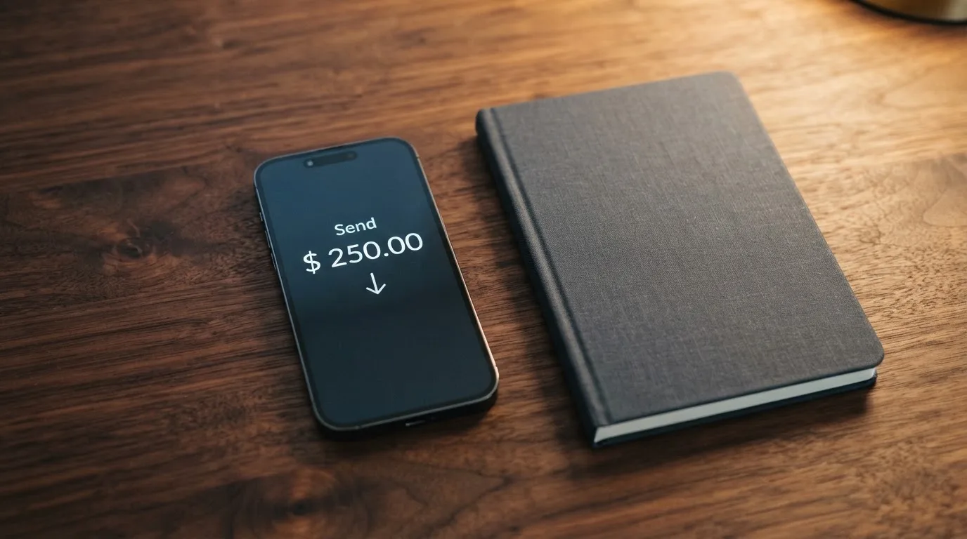 A phone showing a stablecoin transfer screen