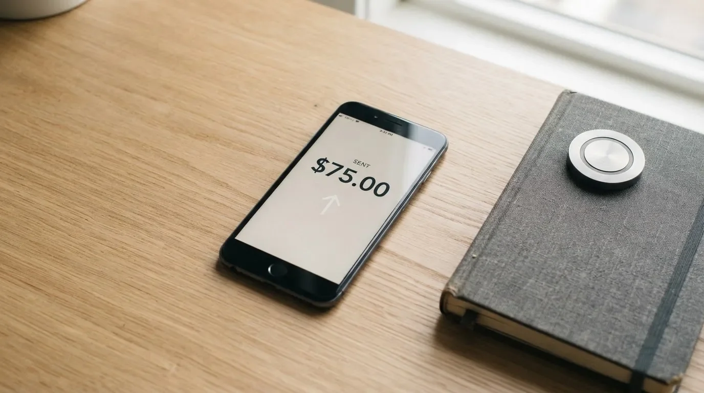 A phone showing a stablecoin transfer screen