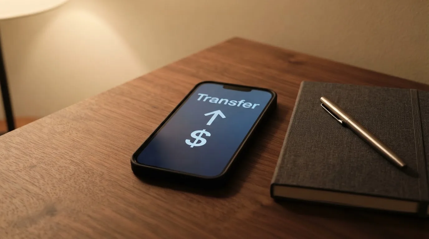 A phone showing a stablecoin transfer screen