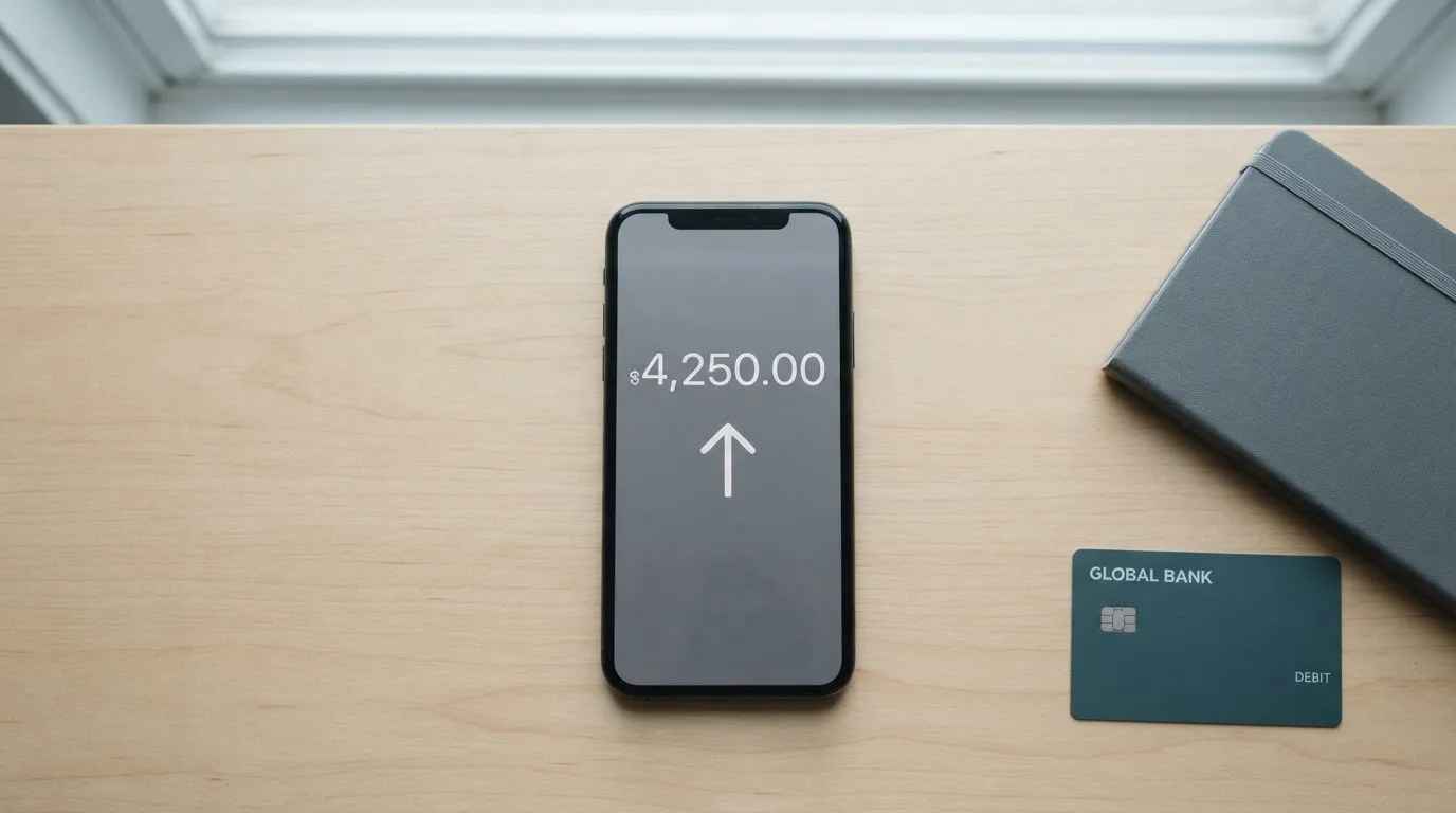 A phone showing a stablecoin transfer screen