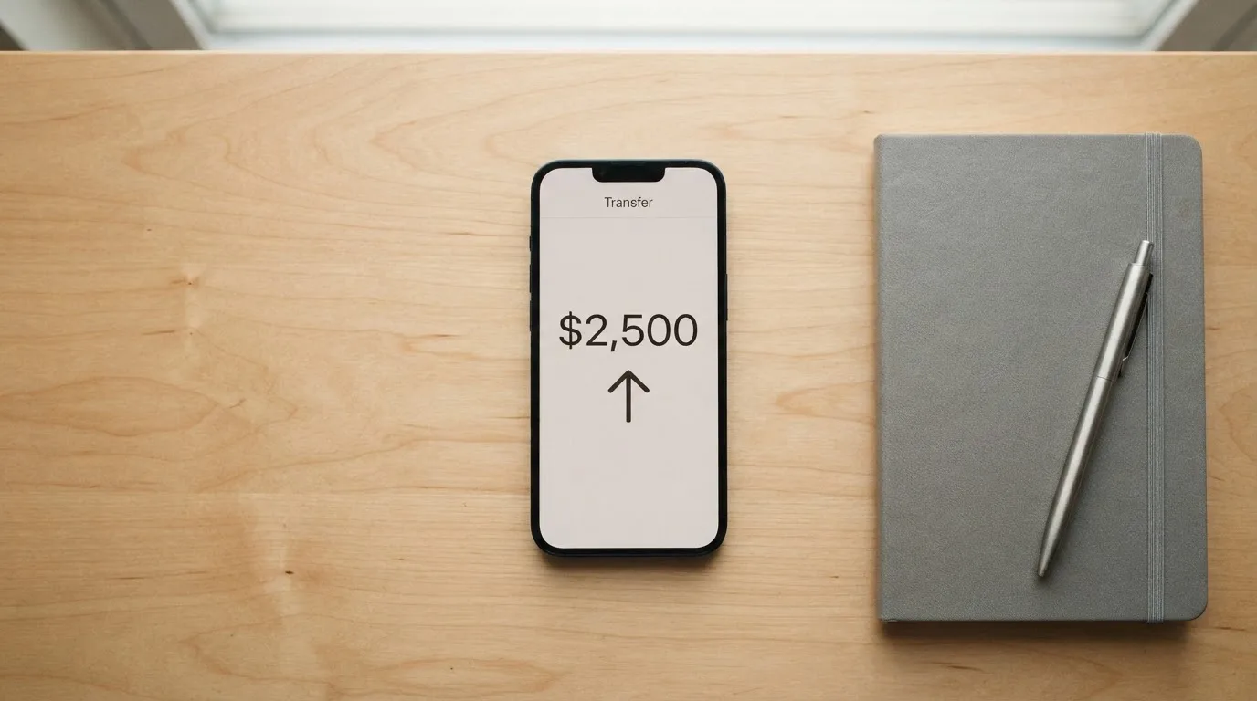 A phone showing a stablecoin transfer screen