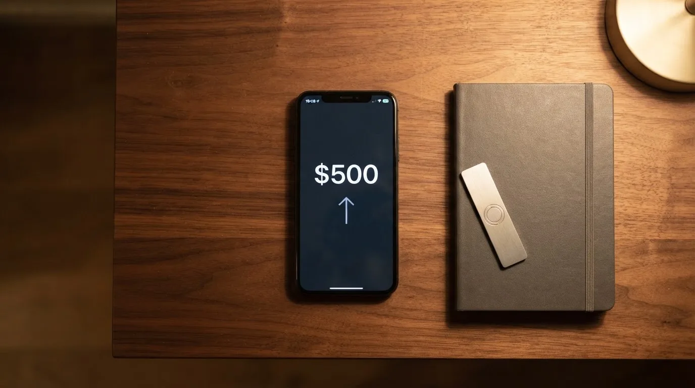 A phone showing a stablecoin transfer screen