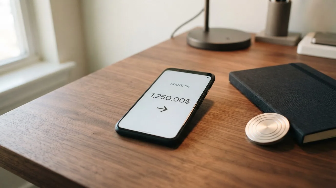 A phone showing a stablecoin transfer screen