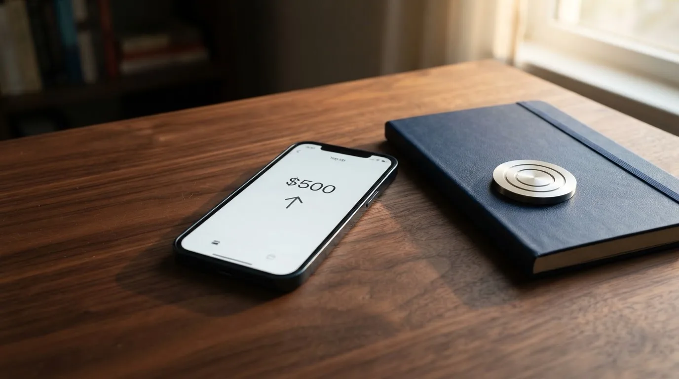 A phone showing a stablecoin transfer screen