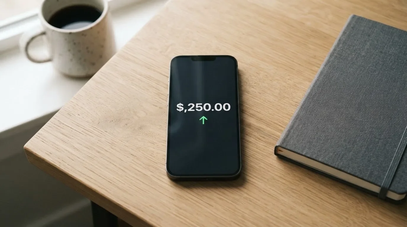 A phone showing a stablecoin transfer screen