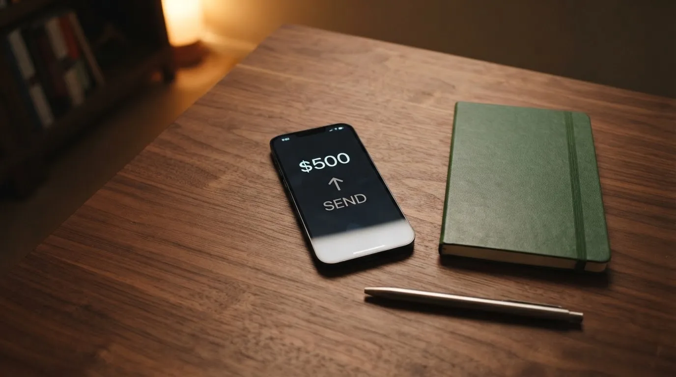 A phone showing a stablecoin transfer screen