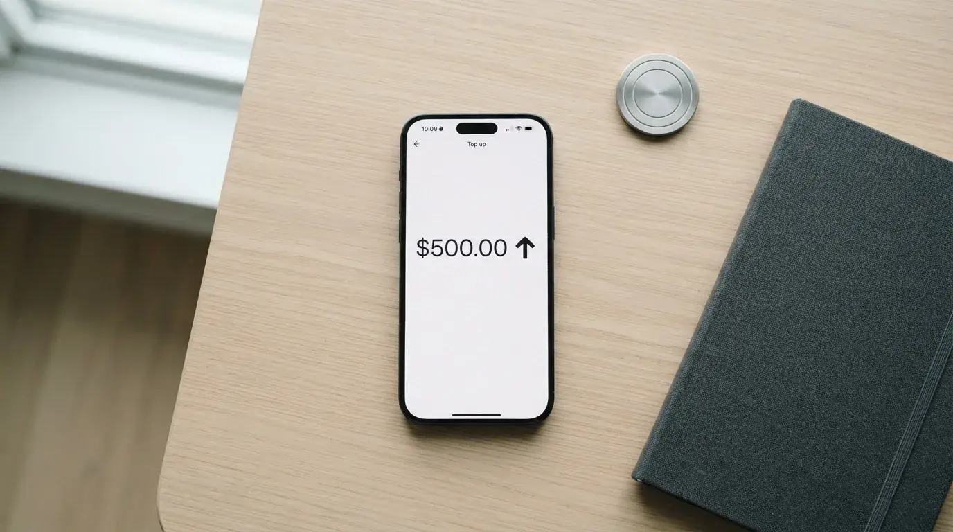 A phone showing a stablecoin transfer screen