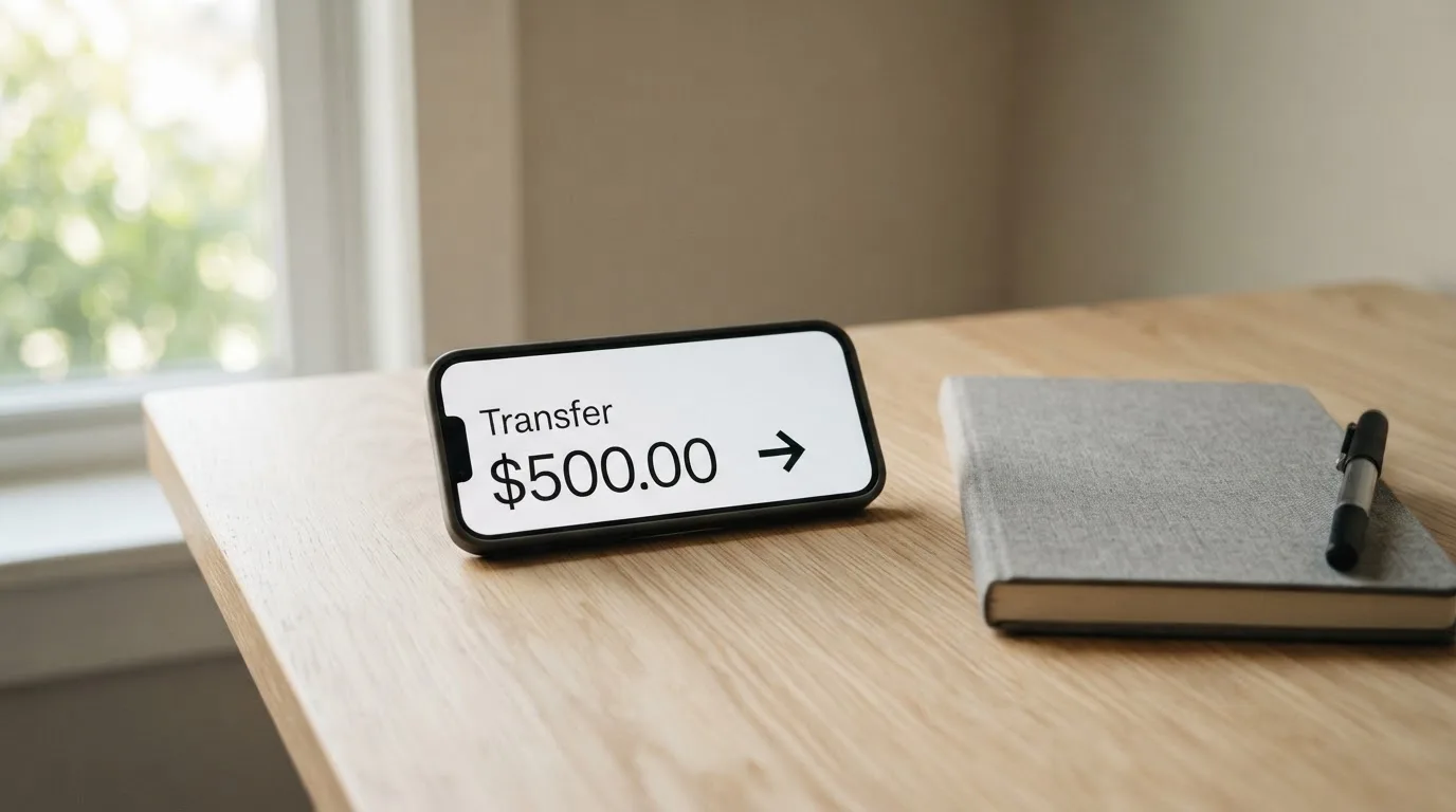 A phone showing a stablecoin transfer screen