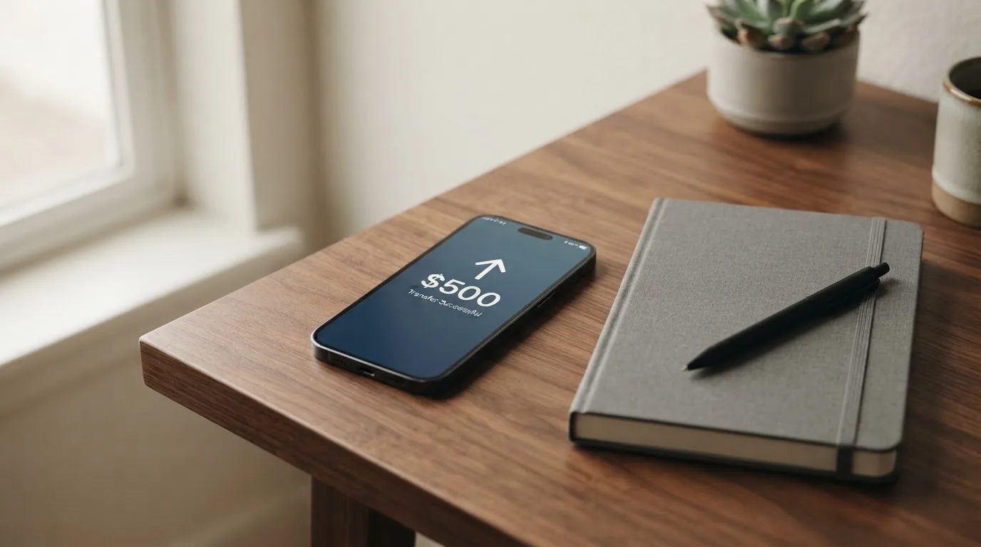 A phone showing a stablecoin transfer screen