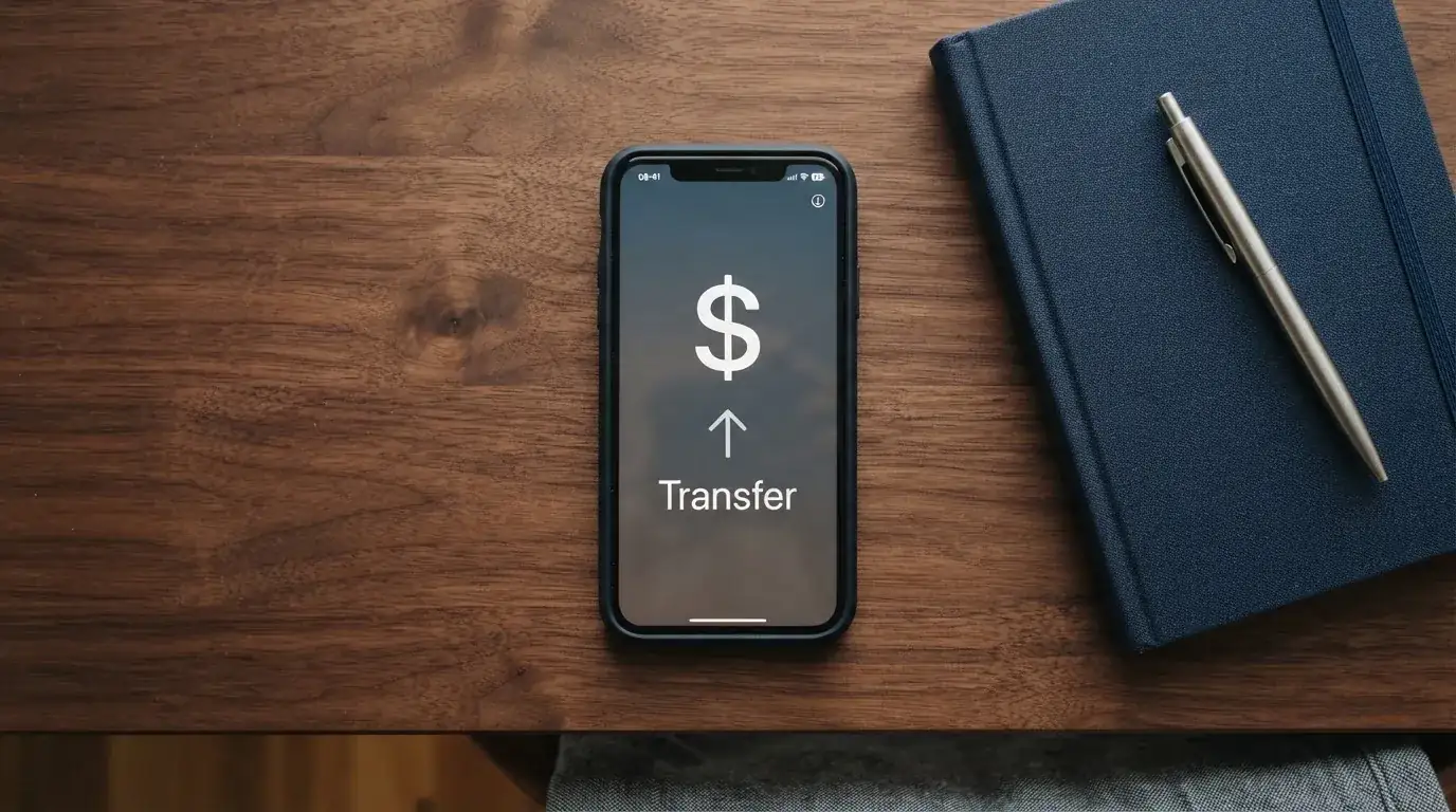 A phone showing a stablecoin transfer screen
