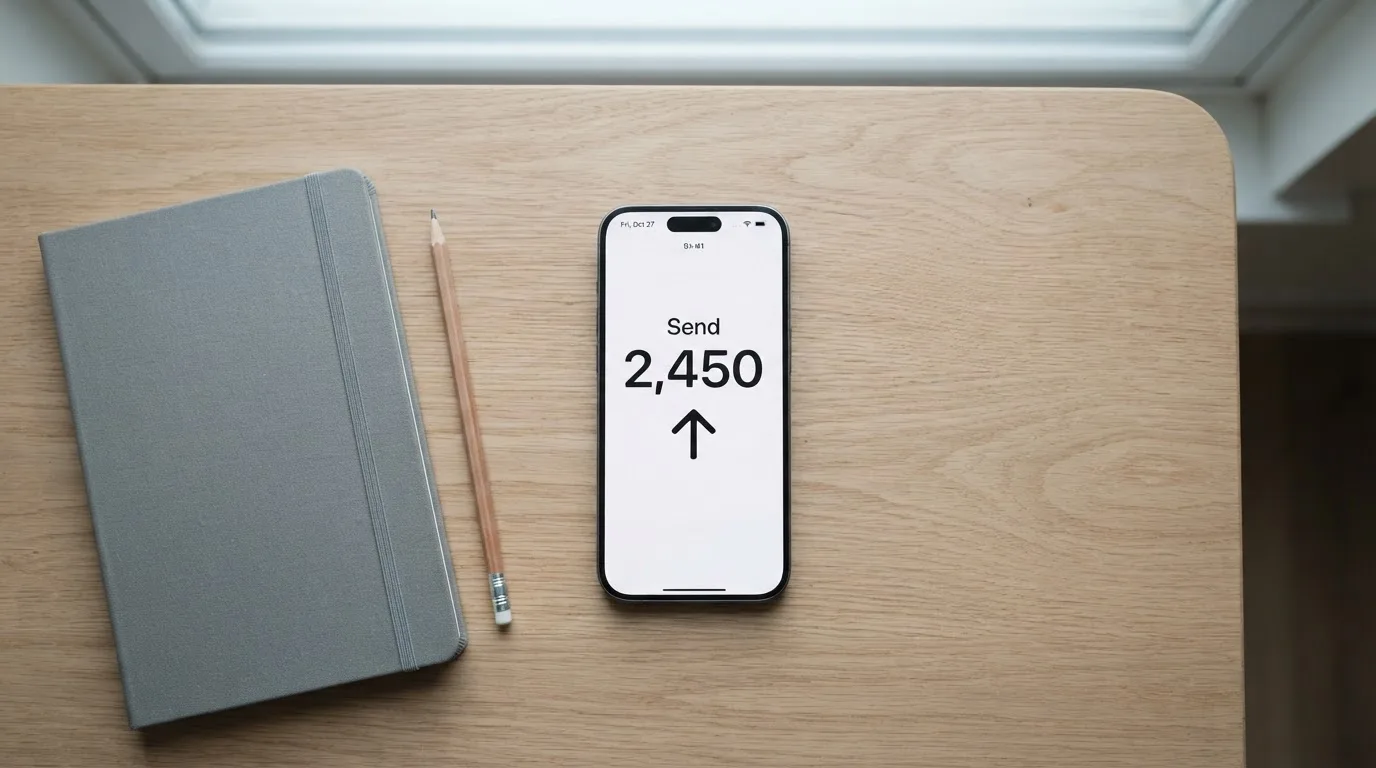 A phone showing a stablecoin transfer screen