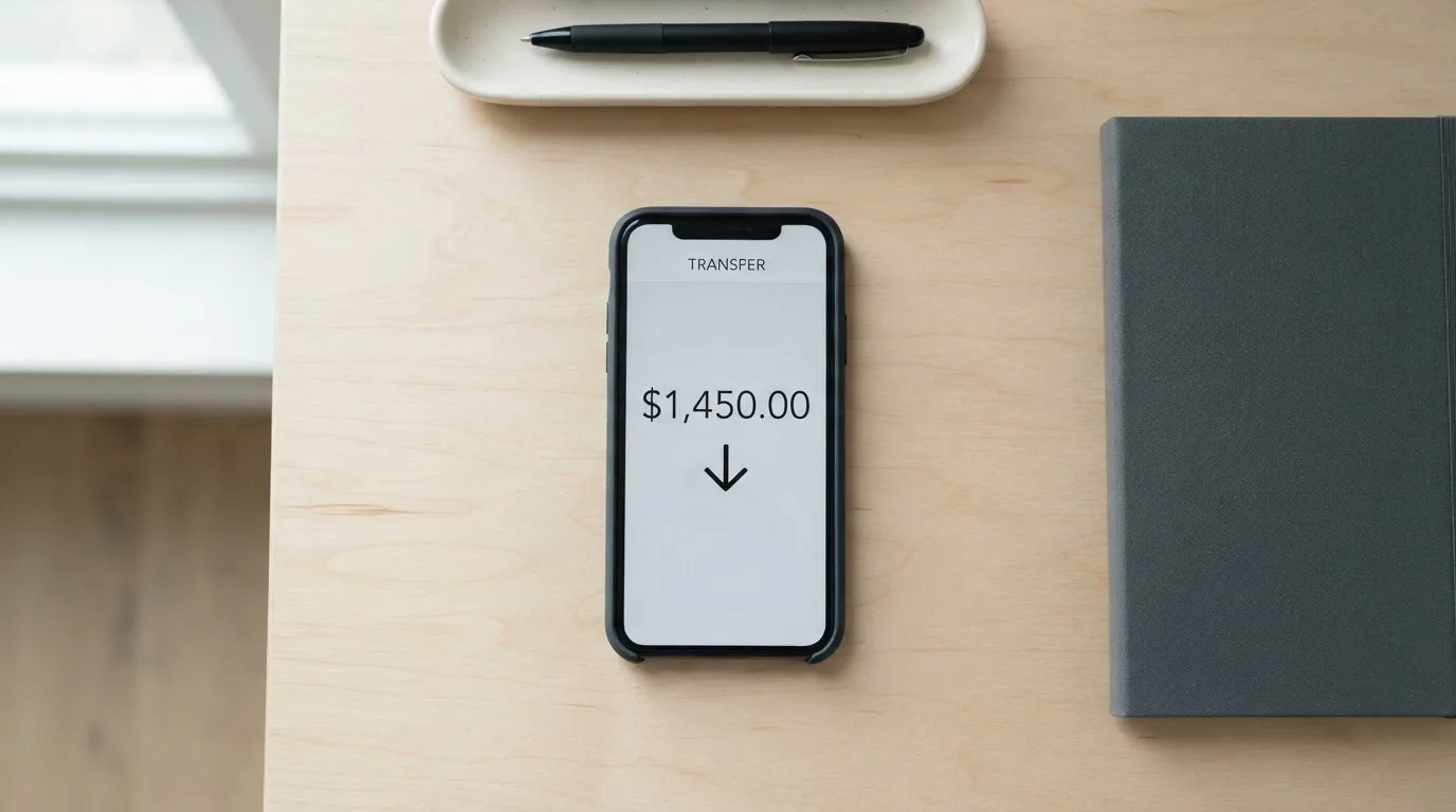 A phone showing a stablecoin transfer screen