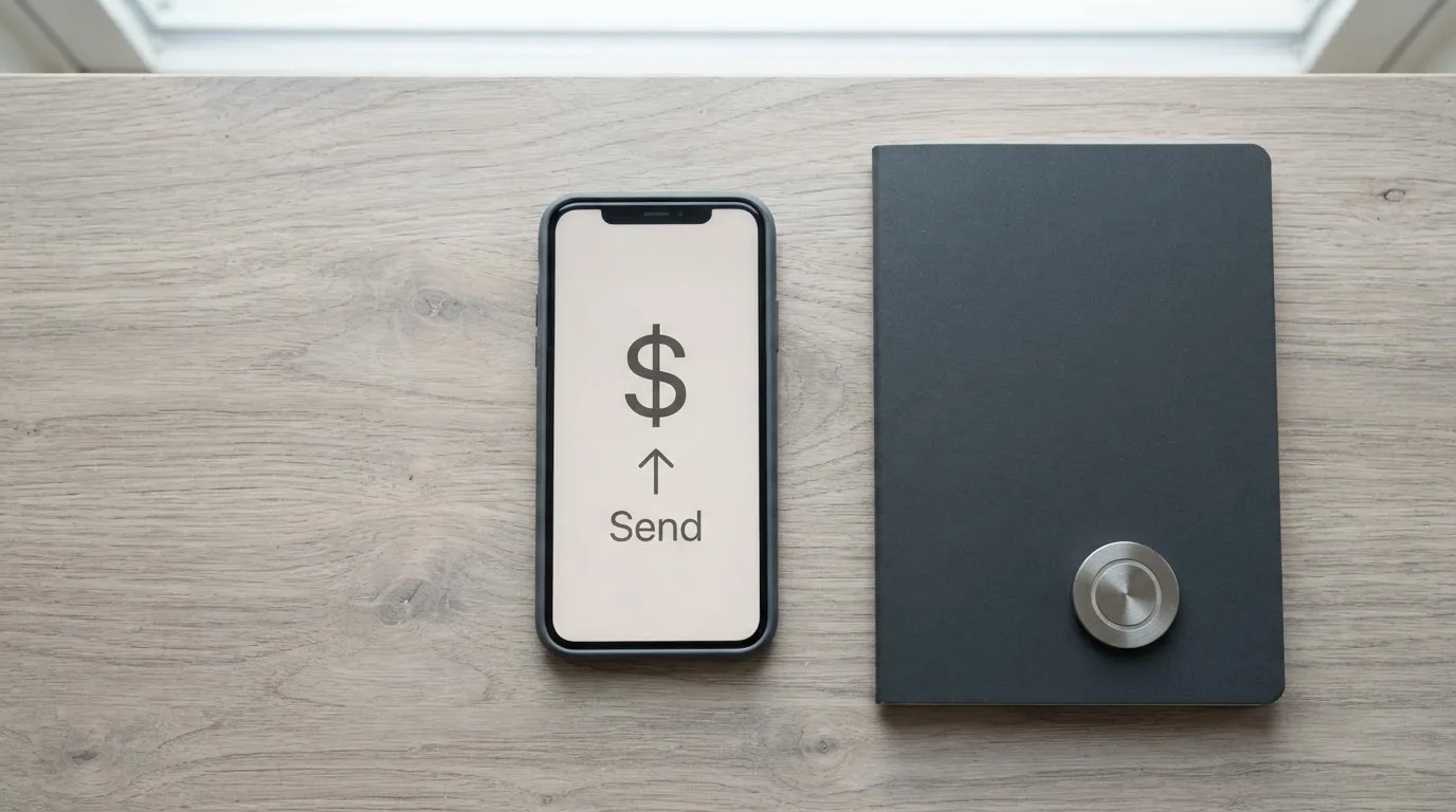 A phone showing a stablecoin transfer screen