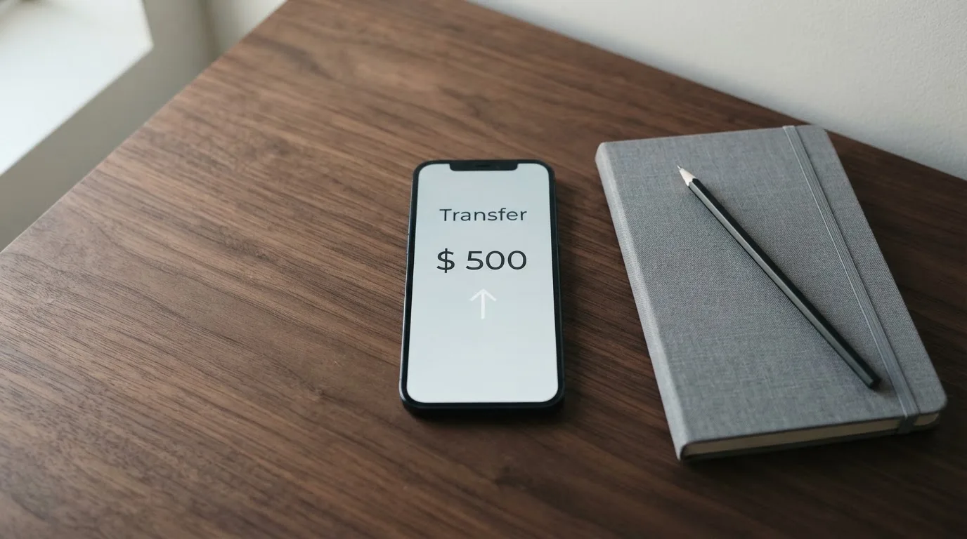 A phone showing a stablecoin transfer screen