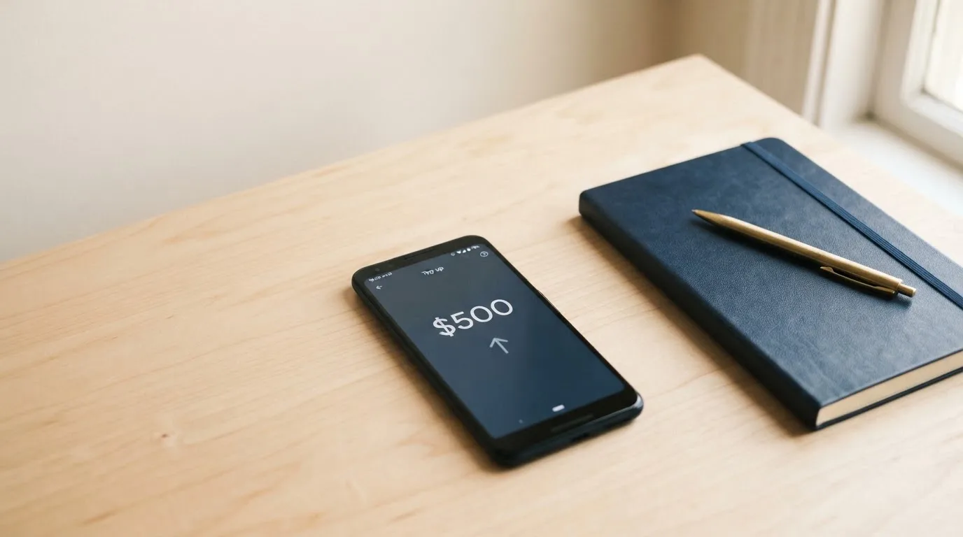 A phone showing a stablecoin transfer screen