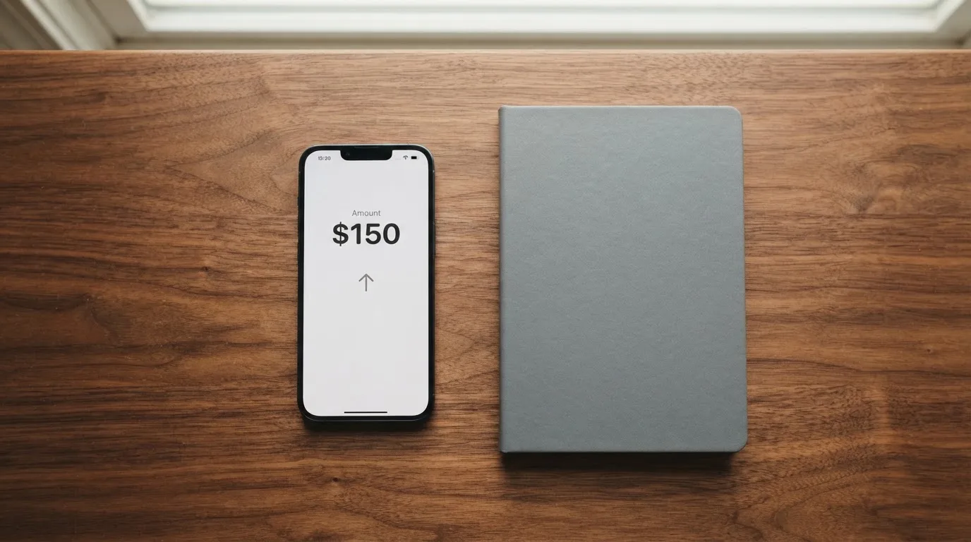 A phone showing a stablecoin transfer screen