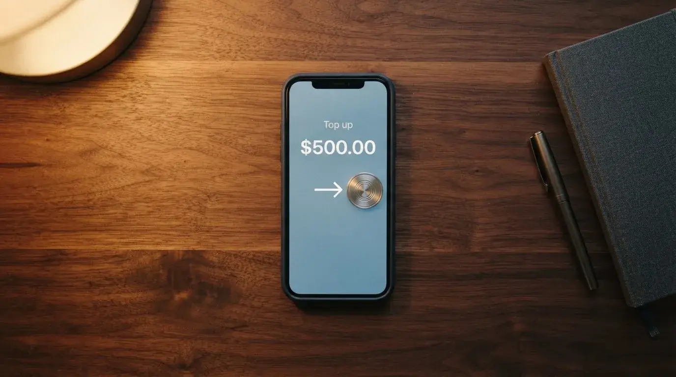 A phone showing a stablecoin transfer screen