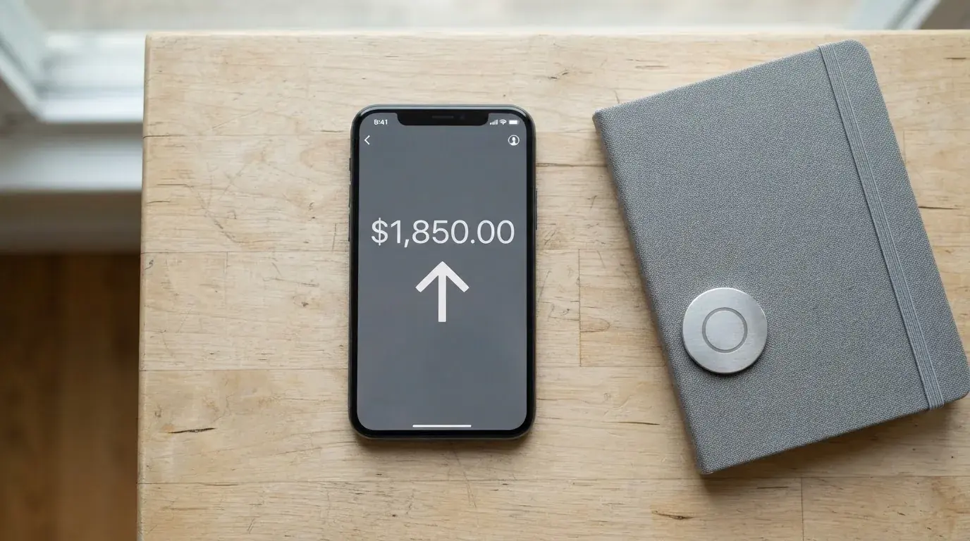 A phone showing a stablecoin transfer screen
