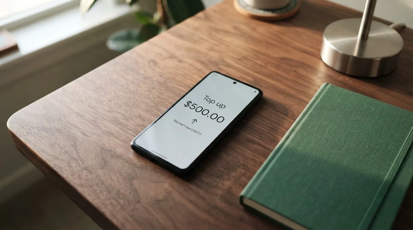 A phone showing a stablecoin transfer screen