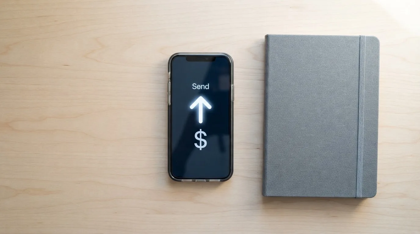A phone showing a stablecoin transfer screen