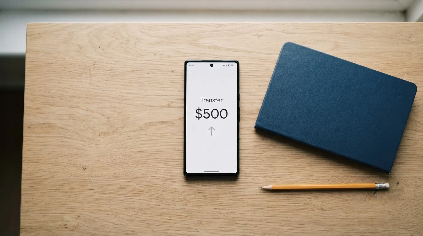 A phone showing a stablecoin transfer screen