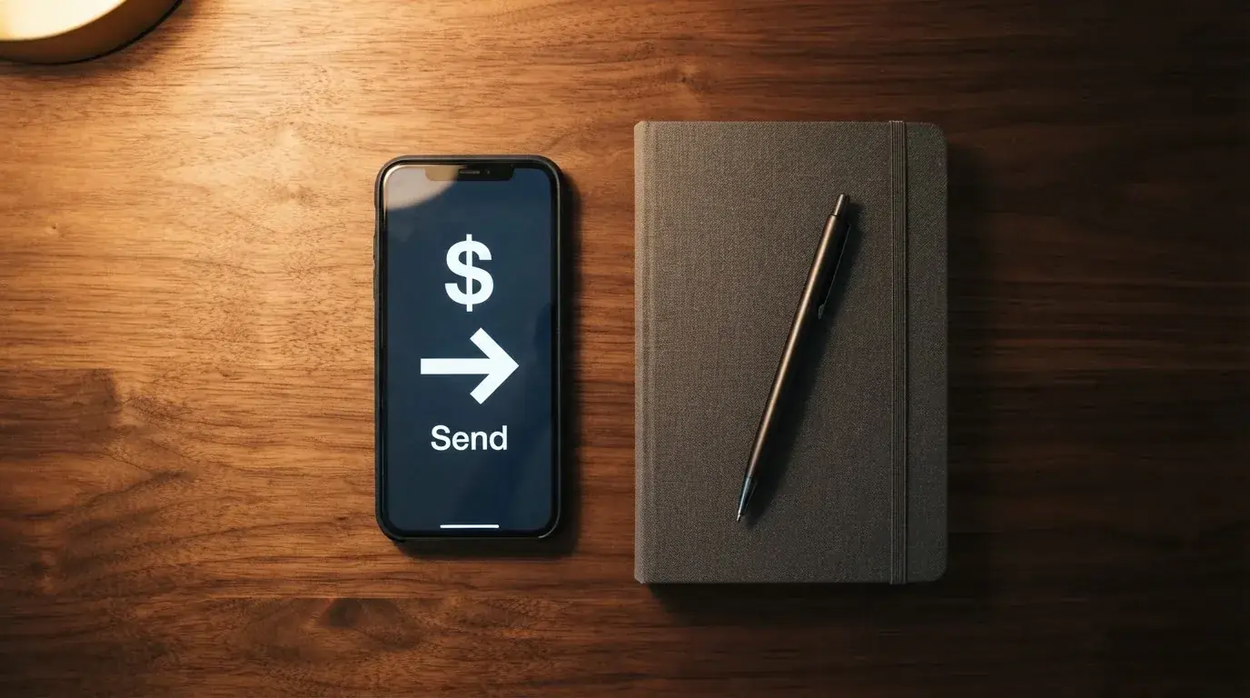 A phone showing a stablecoin transfer screen